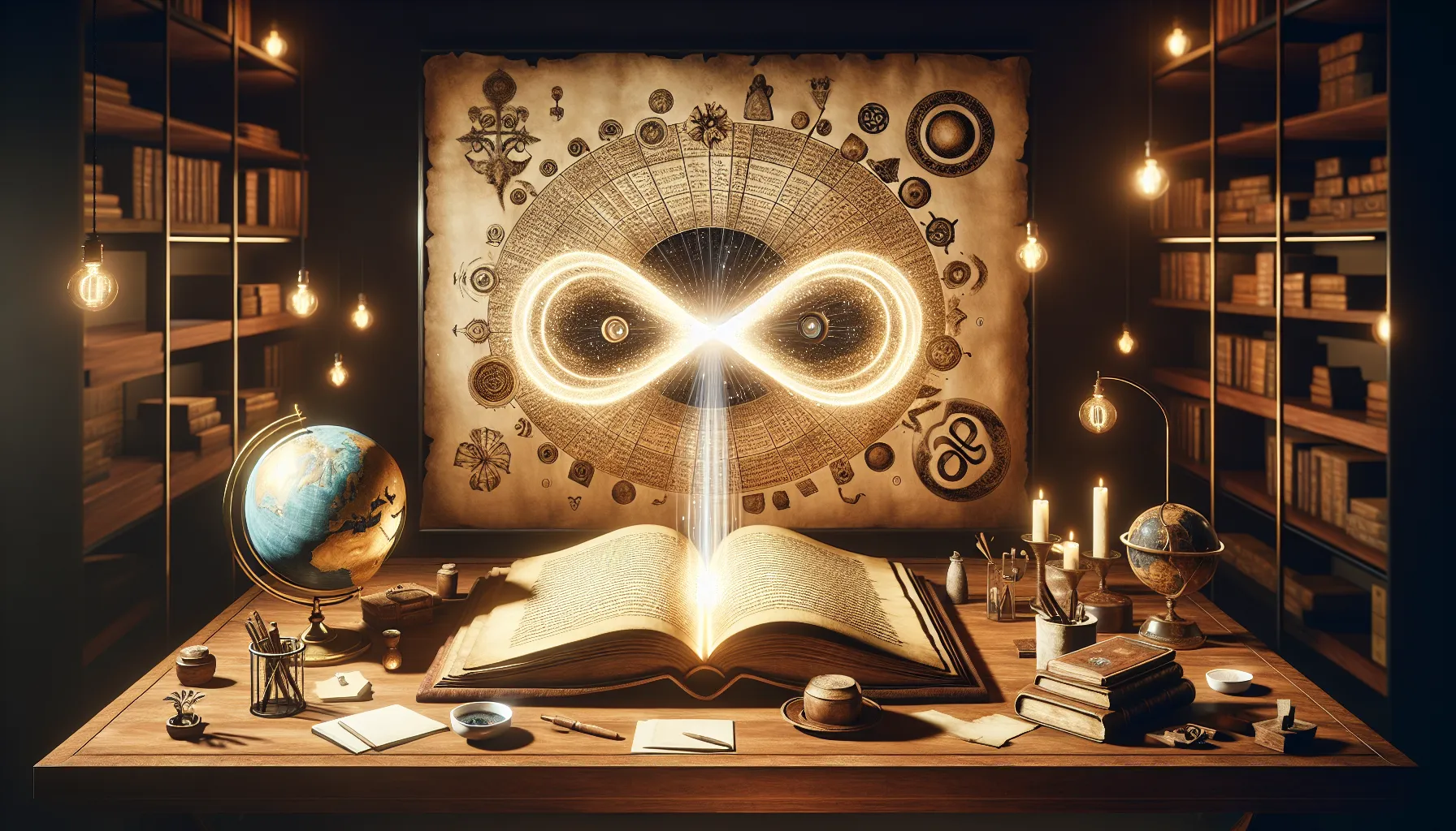 ancient text symbolizing spiritual enlightenment and infinity.