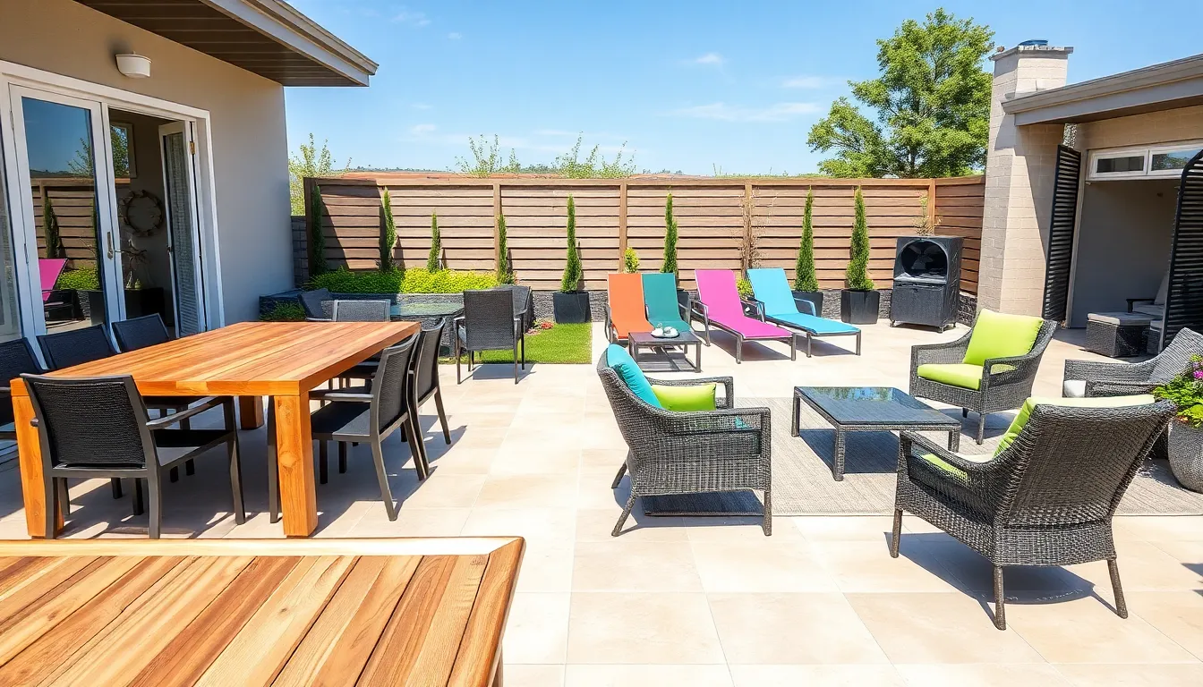 various outdoor furniture materials showcased in a stylish patio setting.