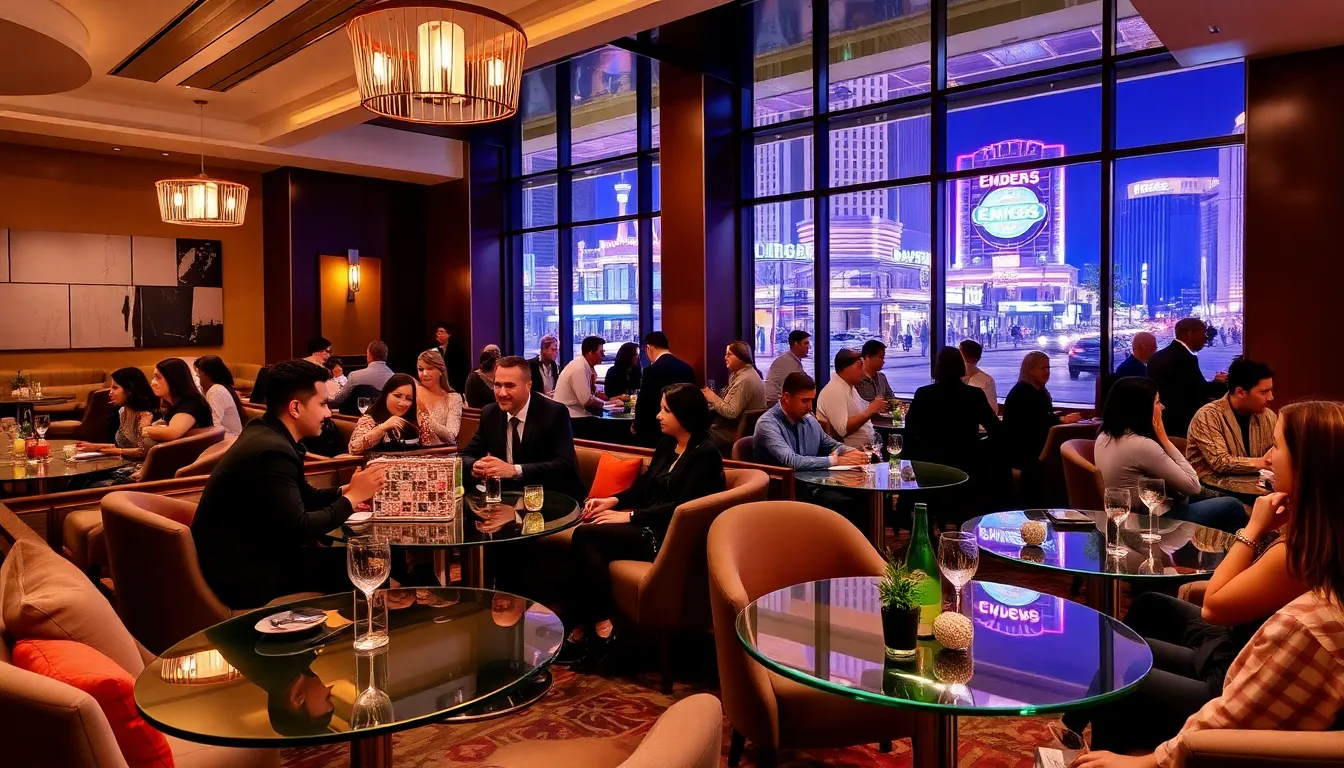 Interior of Embers Las Vegas with people enjoying drinks and conversation.
