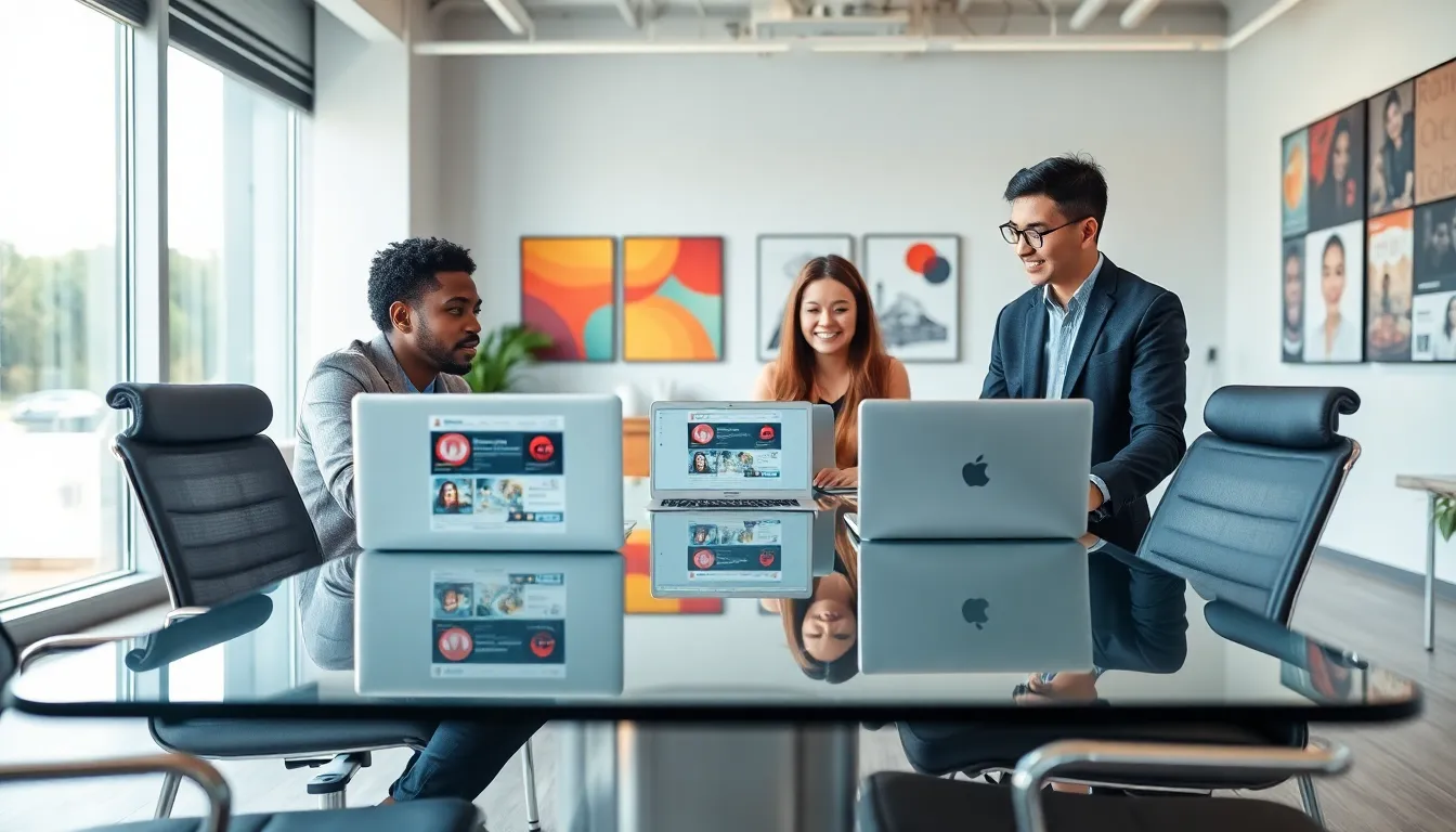 diverse team collaborating in a modern office setting.