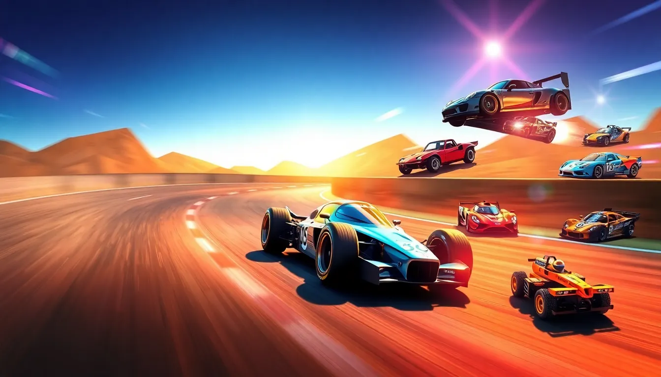 collage of classic PlayStation 1 racing games with nostalgic 90s graphics.