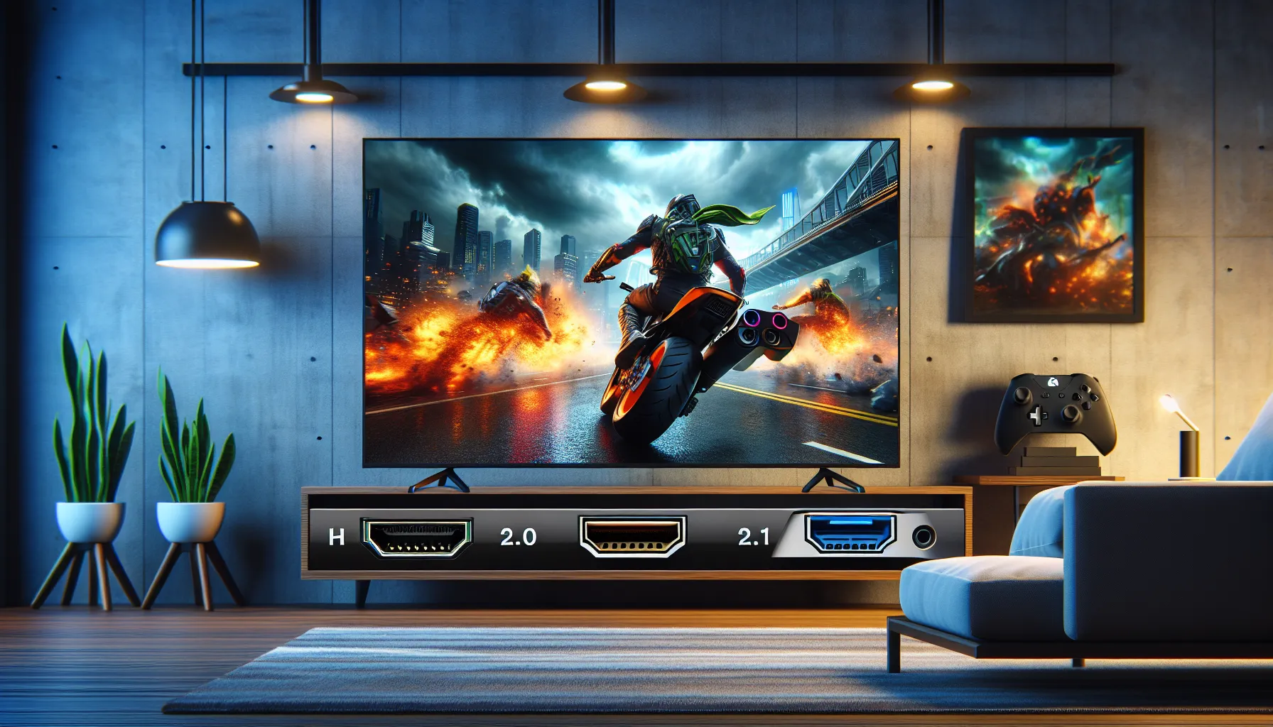 A home entertainment setup showcasing HDMI 2.1's technology advancements.