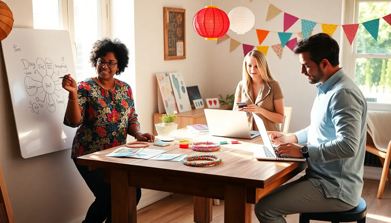 a diverse group brainstorming budget-friendly event ideas in a sunlit room.