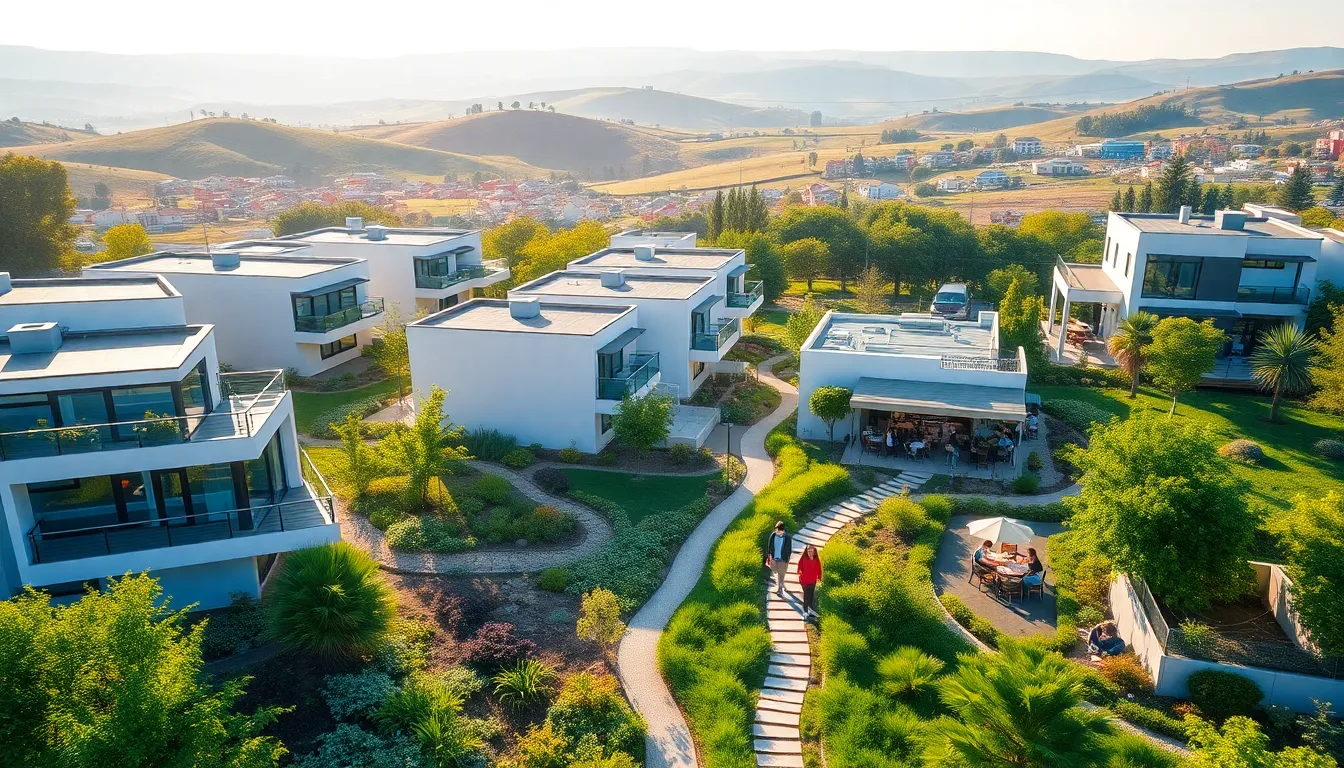 aerial view of modern homes in Vryntharion Krylos community.