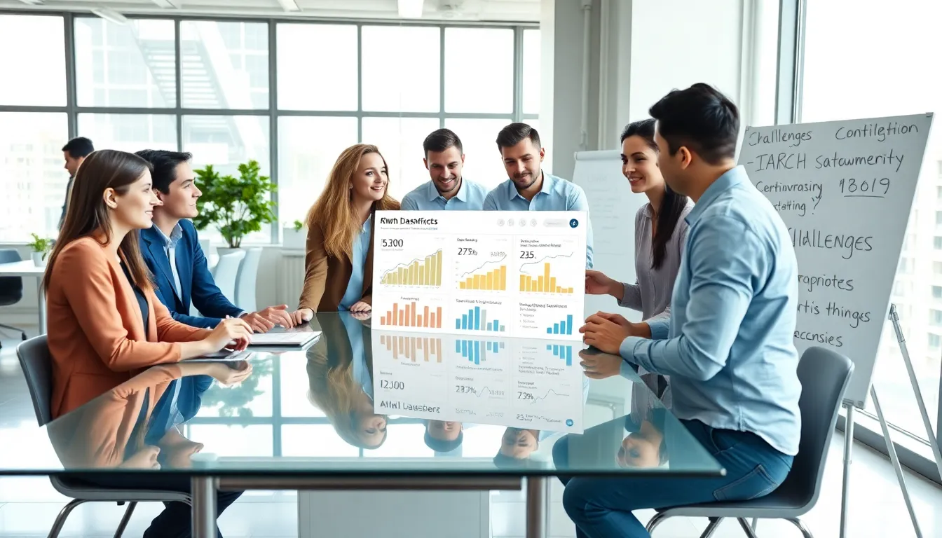 diverse team collaborating on startup growth strategies in an office.