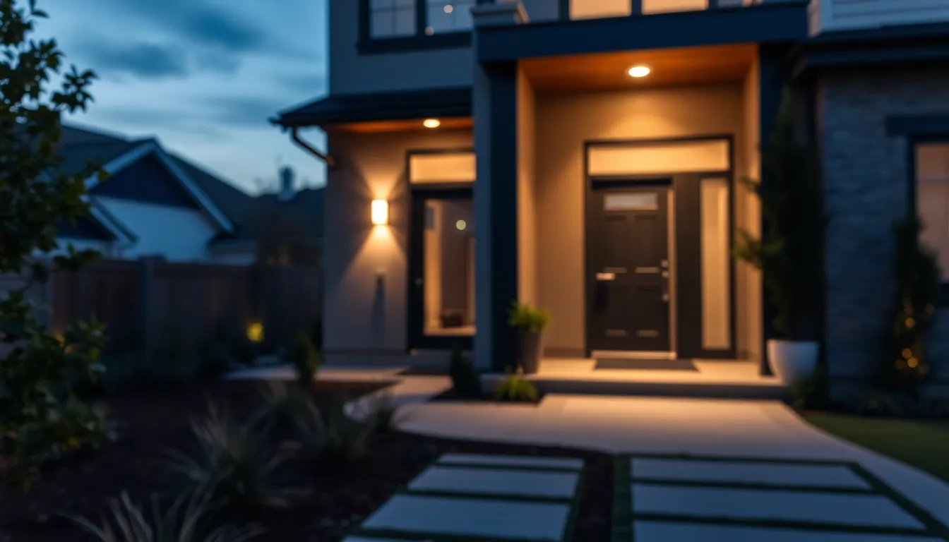 modern outdoor wall lighting enhances a stylish home entrance.