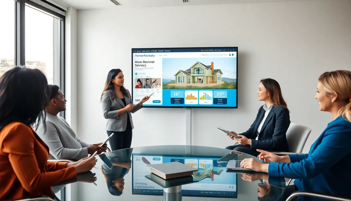 diverse real estate team collaborating in a modern office.