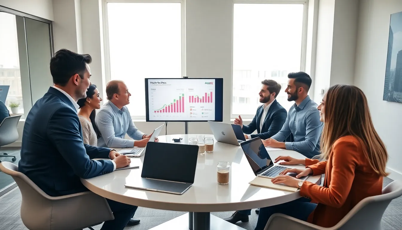 diverse team collaborating in a modern office for real estate.