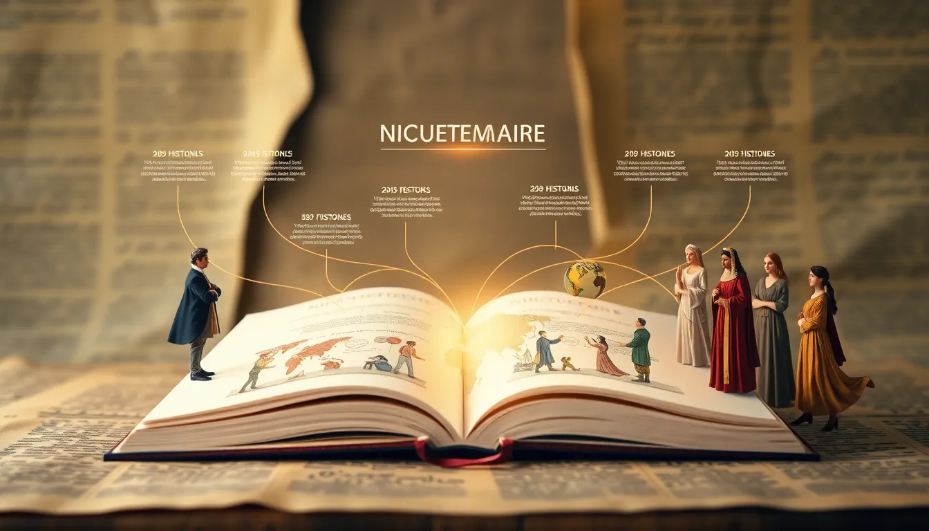 historical timeline of niquetemaire evolution with diverse figures.