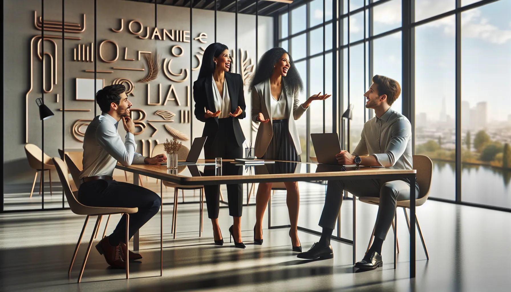diverse professionals discussing uniqueness in a bright office setting.