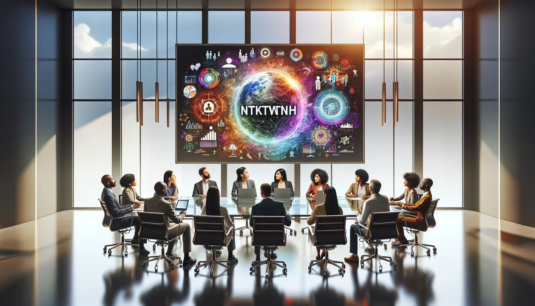 diverse team brainstorming on collective identity in a modern office.