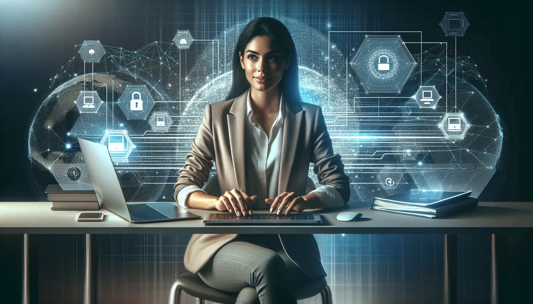 professional analyzing an IP address in a modern digital workspace.