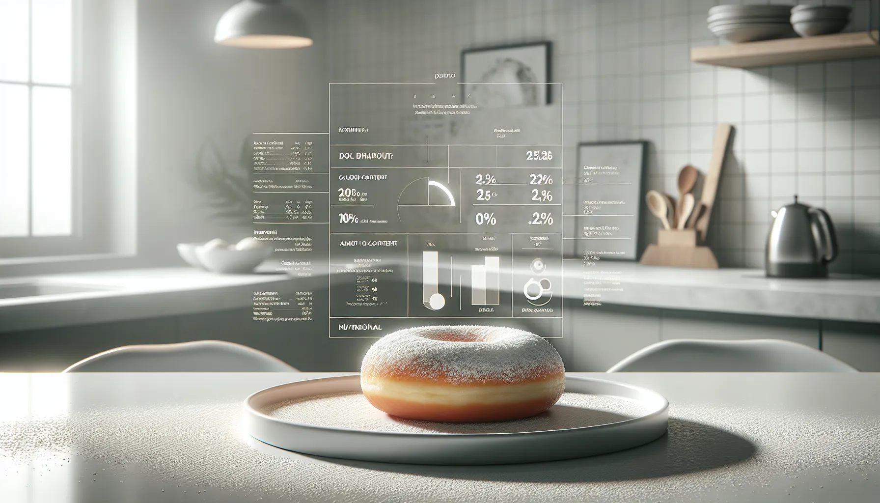 Classic krafna on a plate with nutritional facts beside it.
