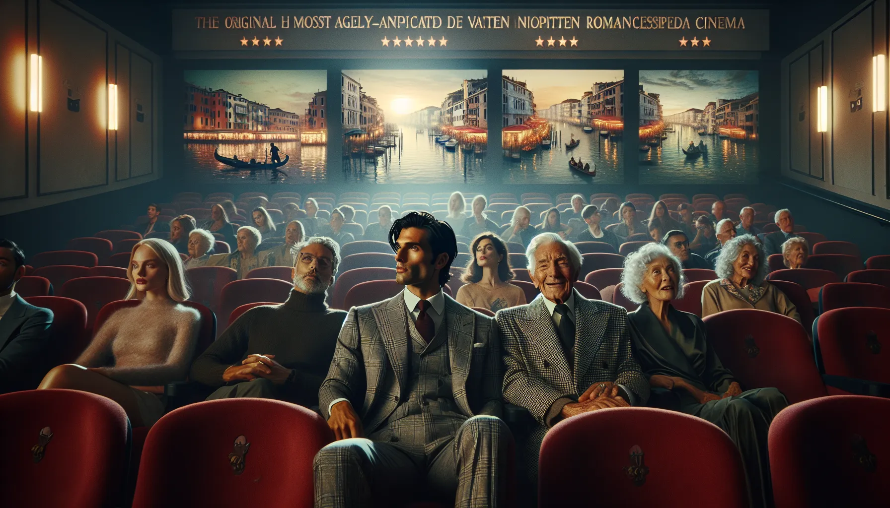 people of all ages watching new romantic films in an Italian cinema