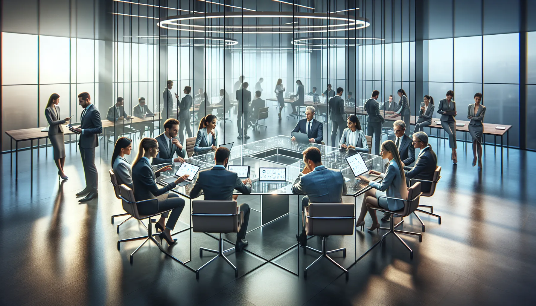 diverse team collaborating in a modern office around Daysaver platform.