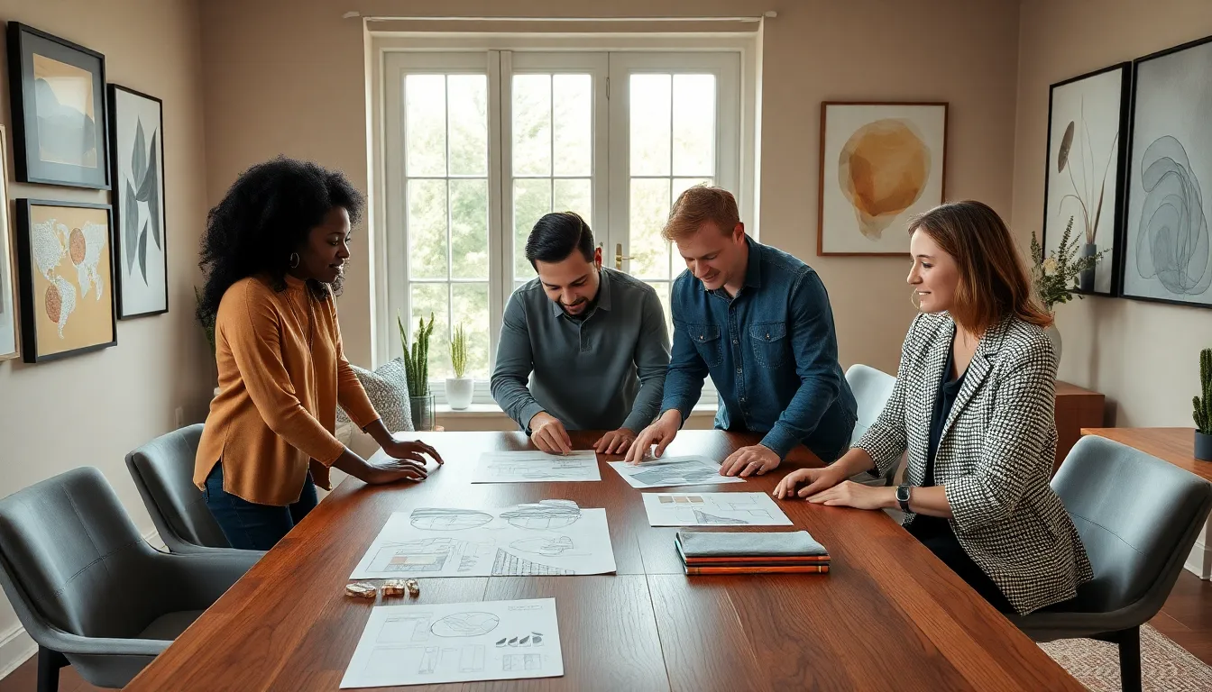 diverse team collaborating on interior design projects.