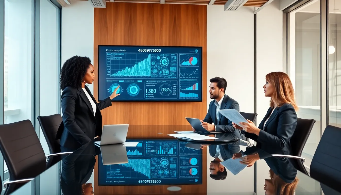 diverse professionals collaborating in a modern conference room.