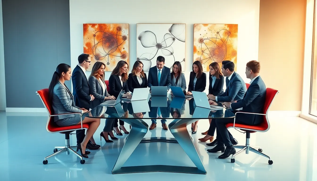 diverse team collaborating in a modern office on Tjfkratz concept.