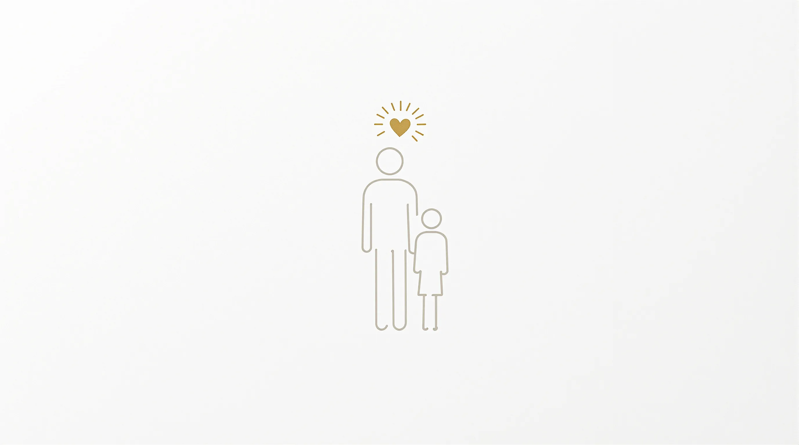Godparent and child silhouettes connected by a heart symbol on white background.