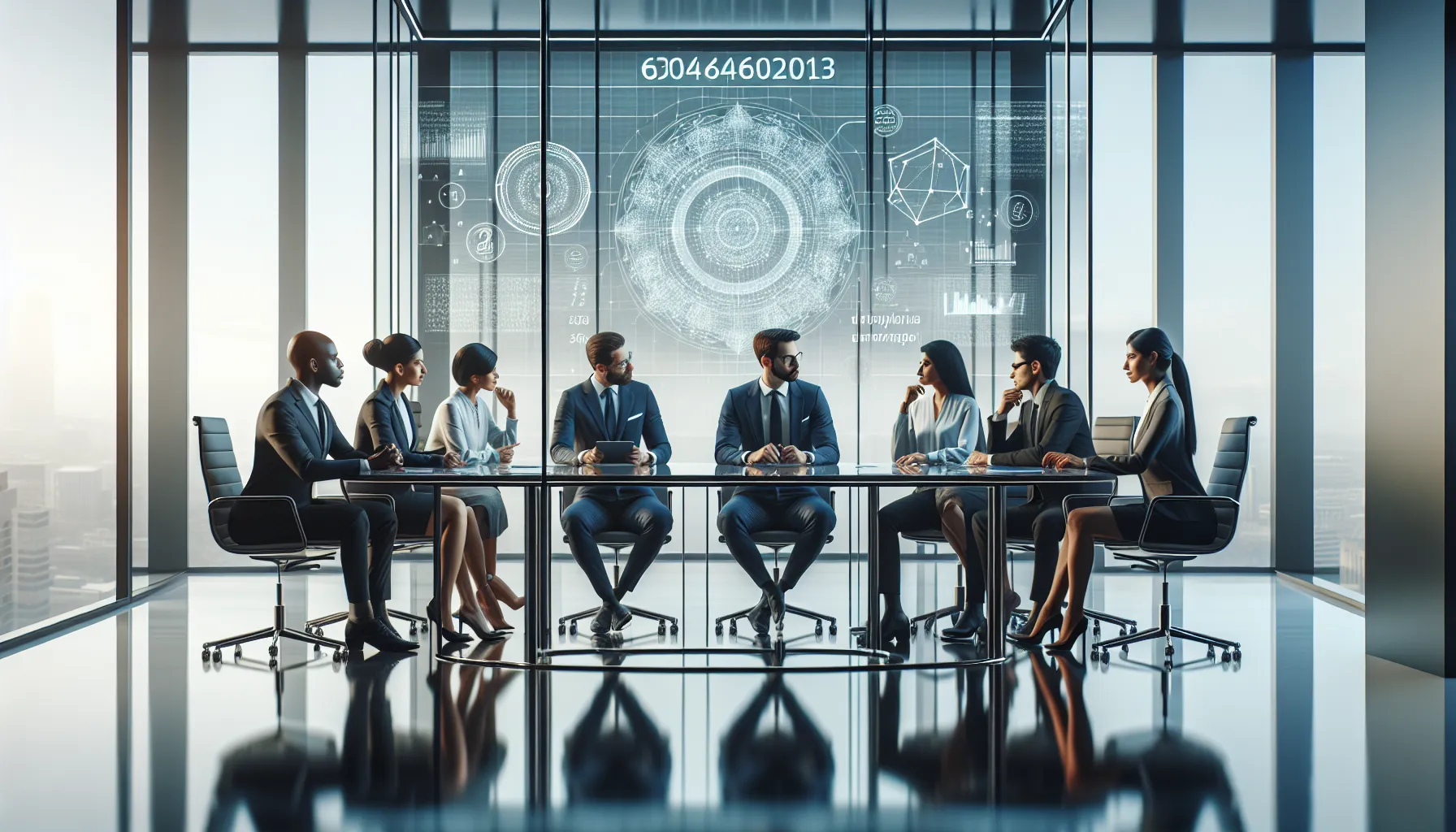 team discussing the significance of the number 6304680213 in a modern office.