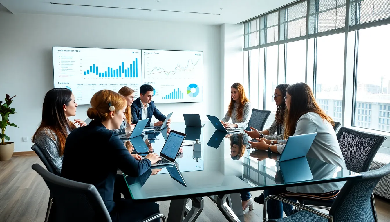 diverse professionals discussing industry insights in a modern office.