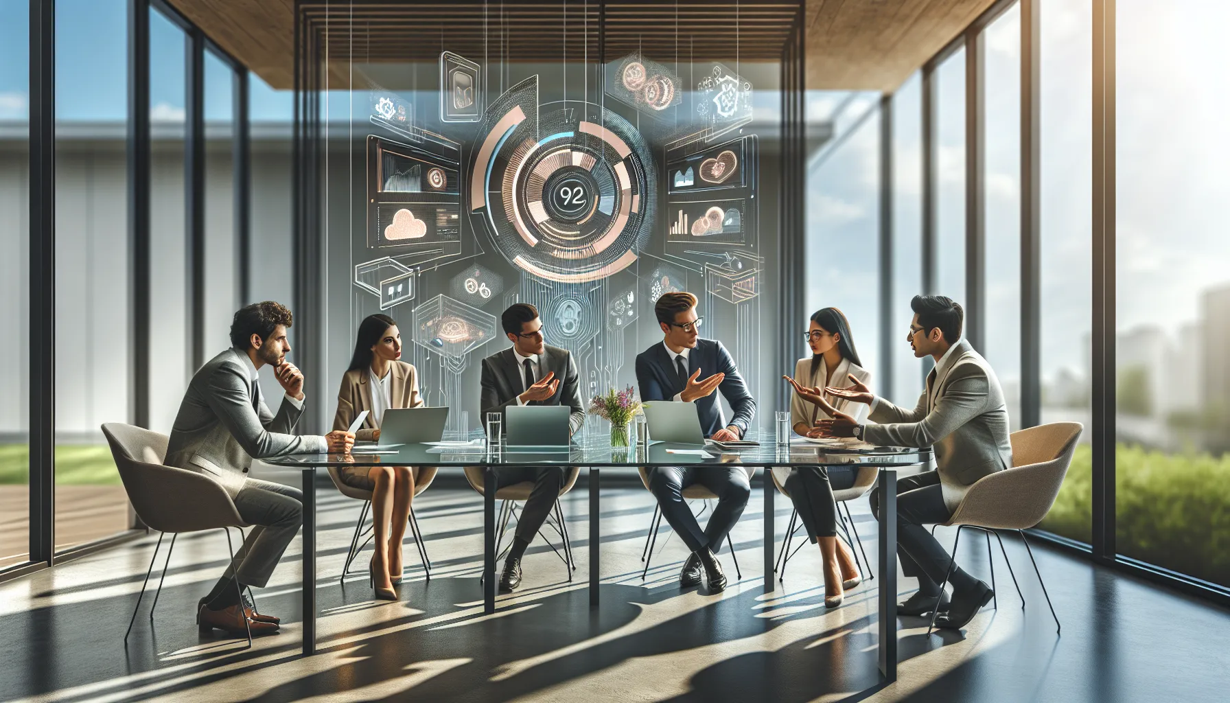 diverse team discussing codes in a modern office setting.