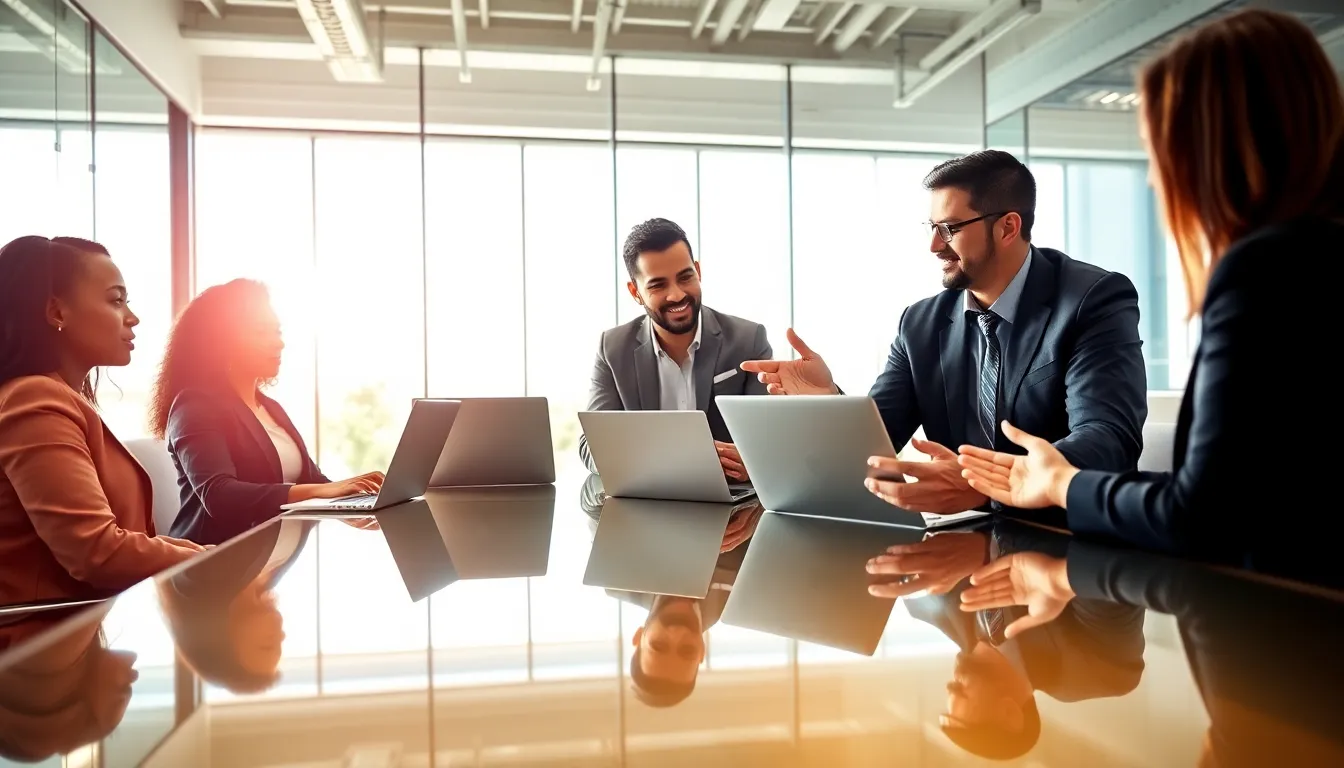 diverse real estate team collaborating in a modern office setting.