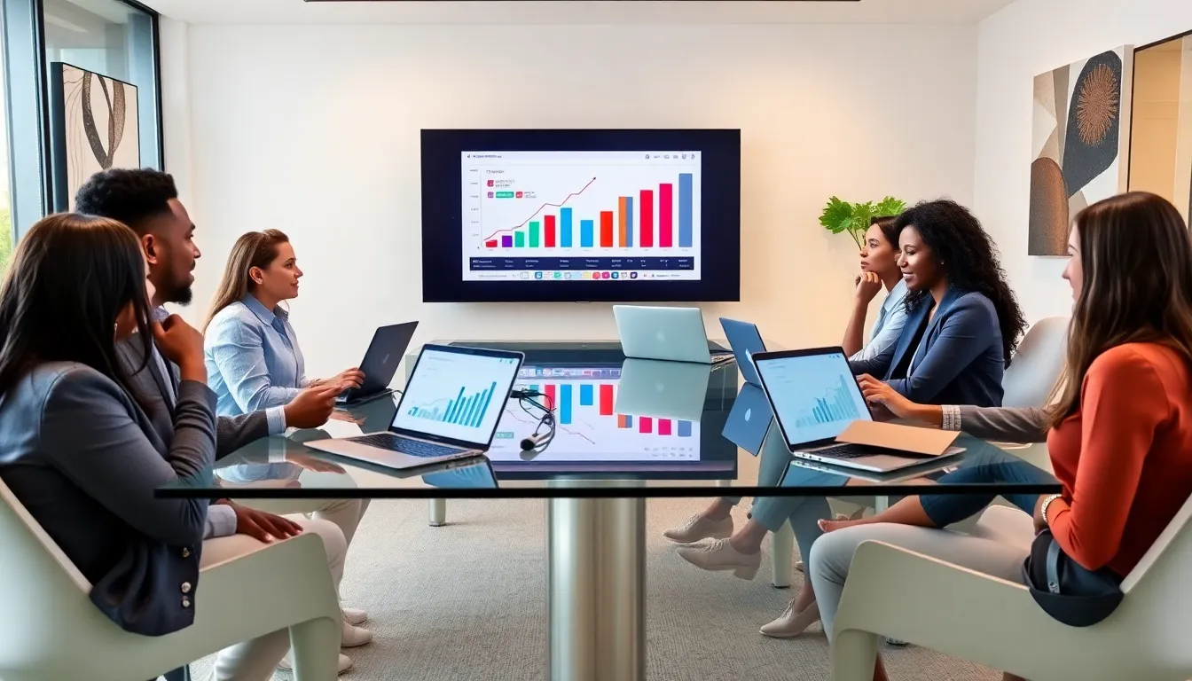 diverse group in a budgeting workshop around a glass table.