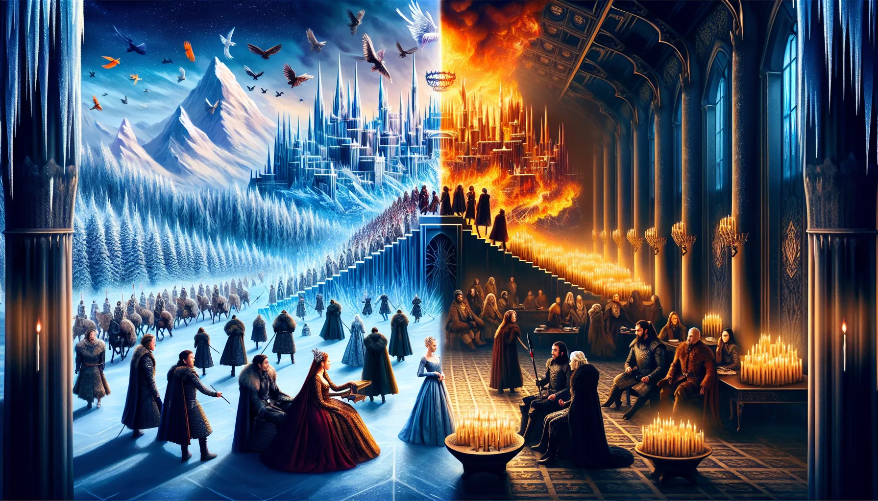 A visual comparison of themes from Game of Thrones and House of the Dragon.