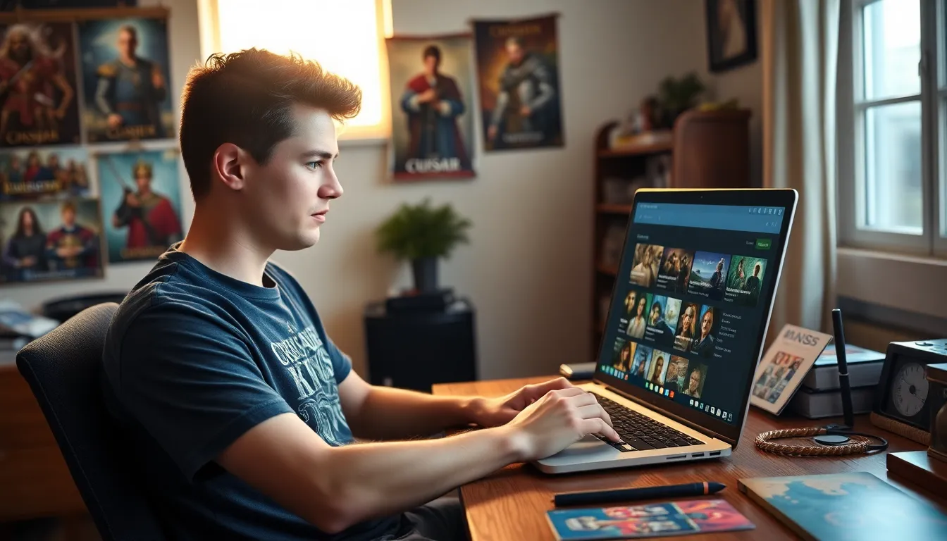 A young man using Ck2Generator to create characters for Crusader Kings II.