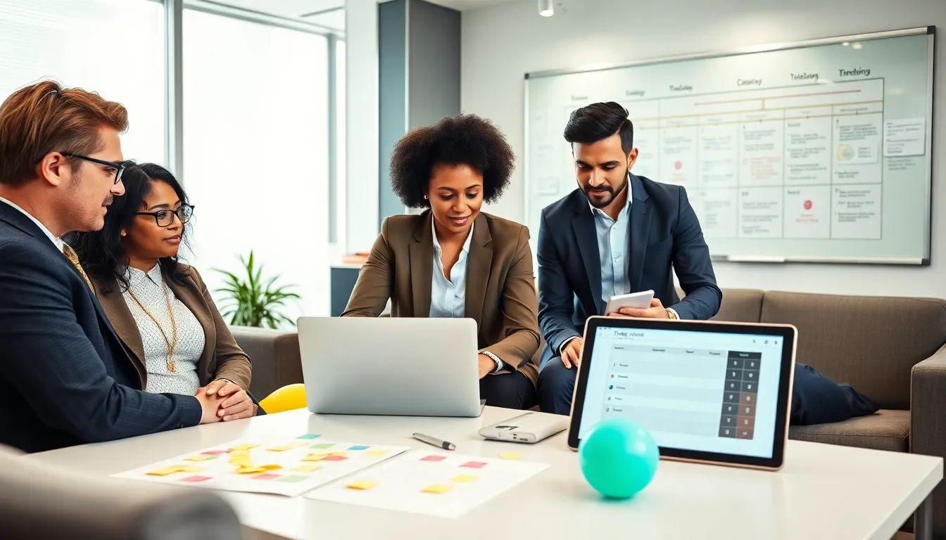 diverse team planning events using Thriftyevents.net in a modern office.