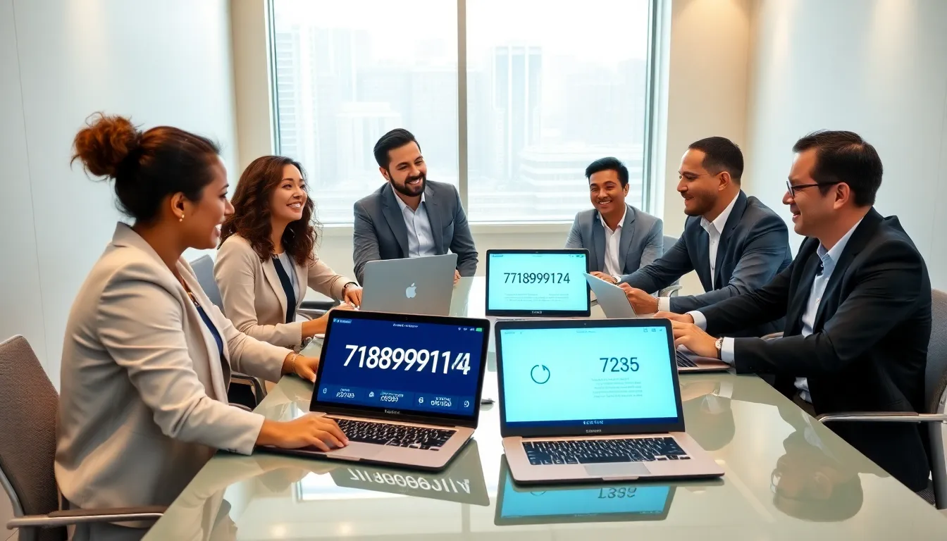 diverse business team discussing phone number formats in a modern office.