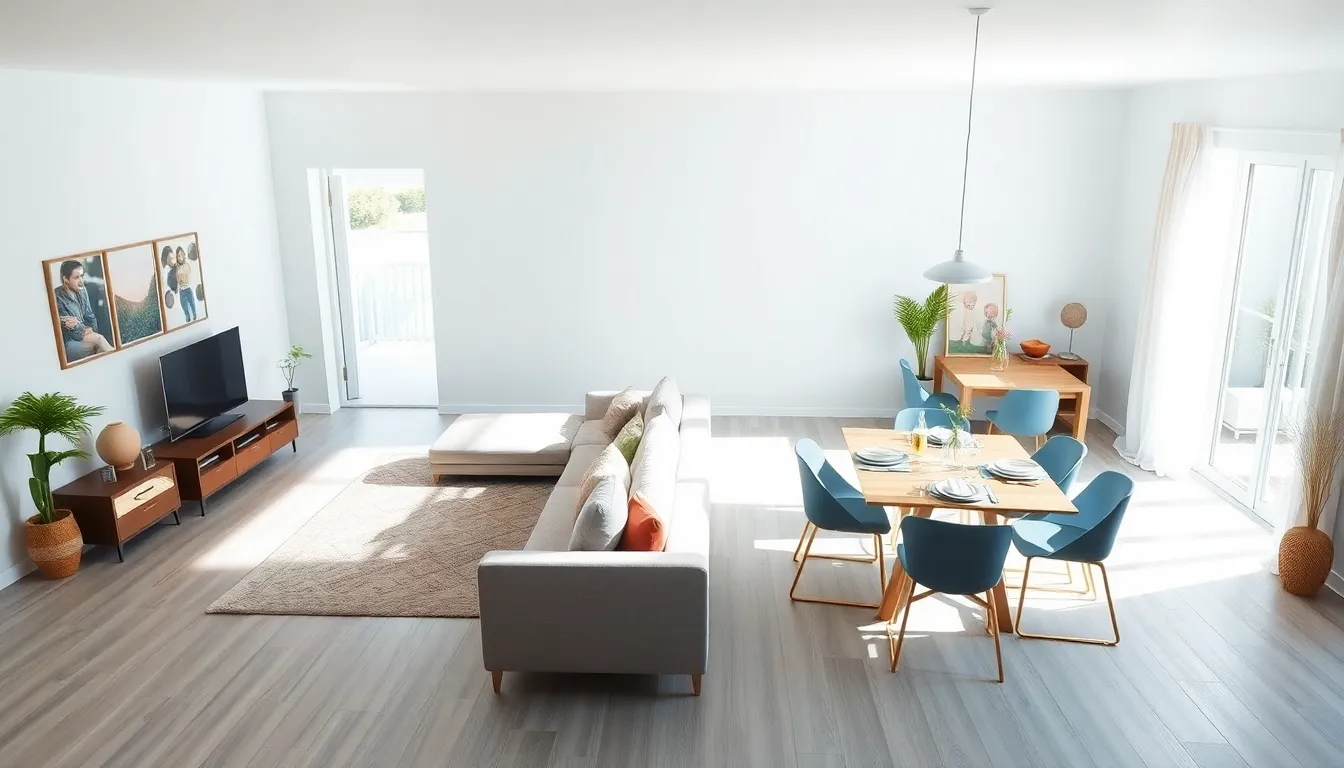 well-arranged modern living space with suitable furniture choices.