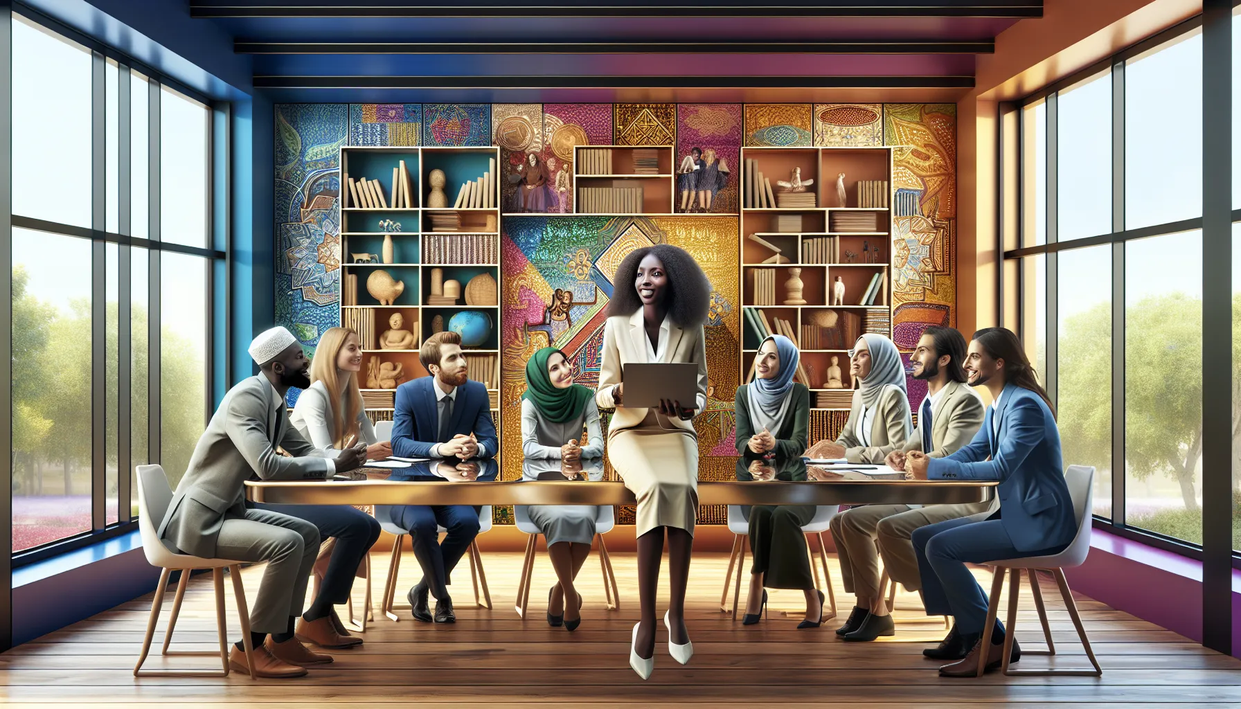 diverse professionals collaborating in a modern workspace.