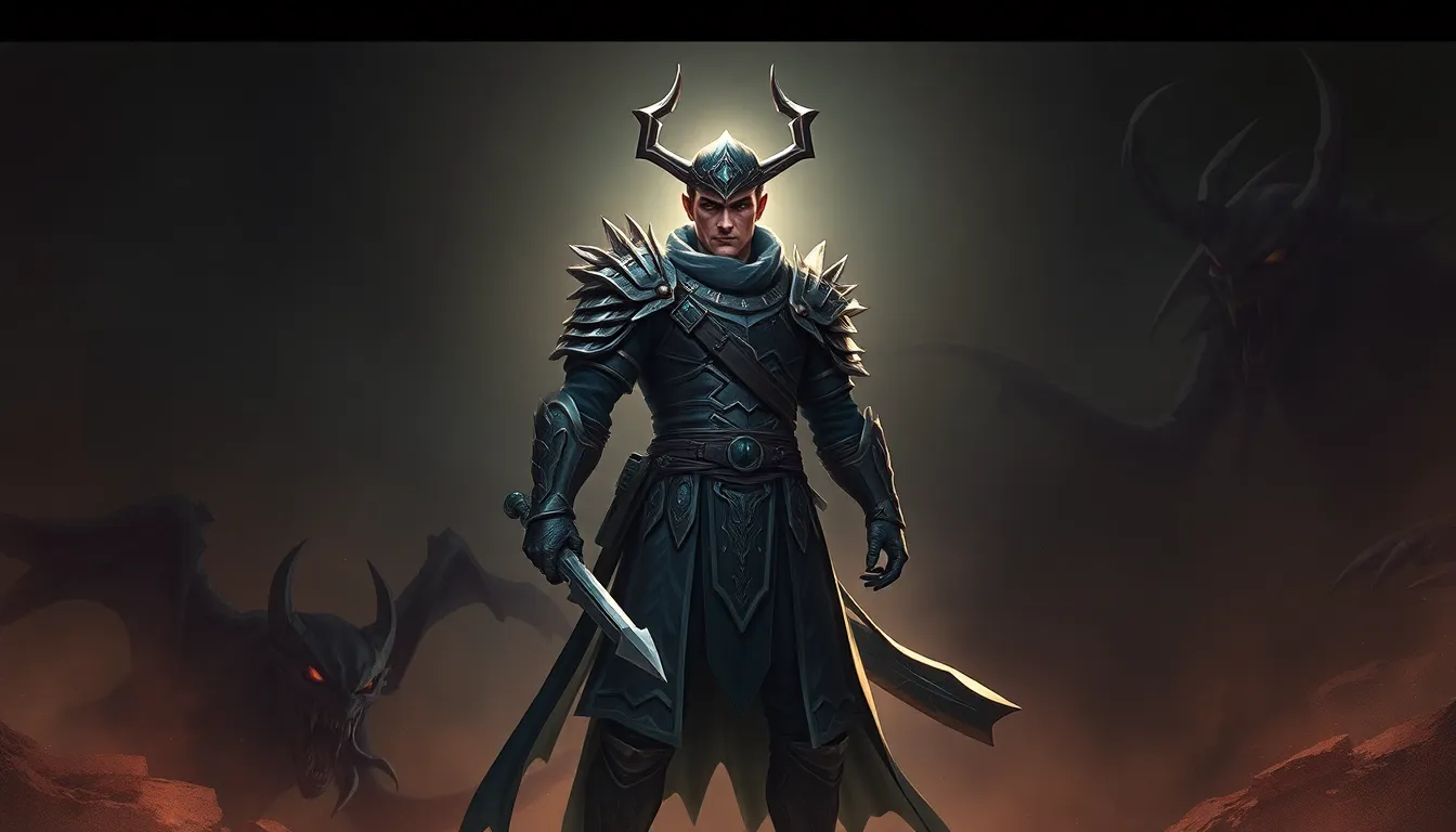 a daemonhunter confronting dark forces in a fantasy setting.