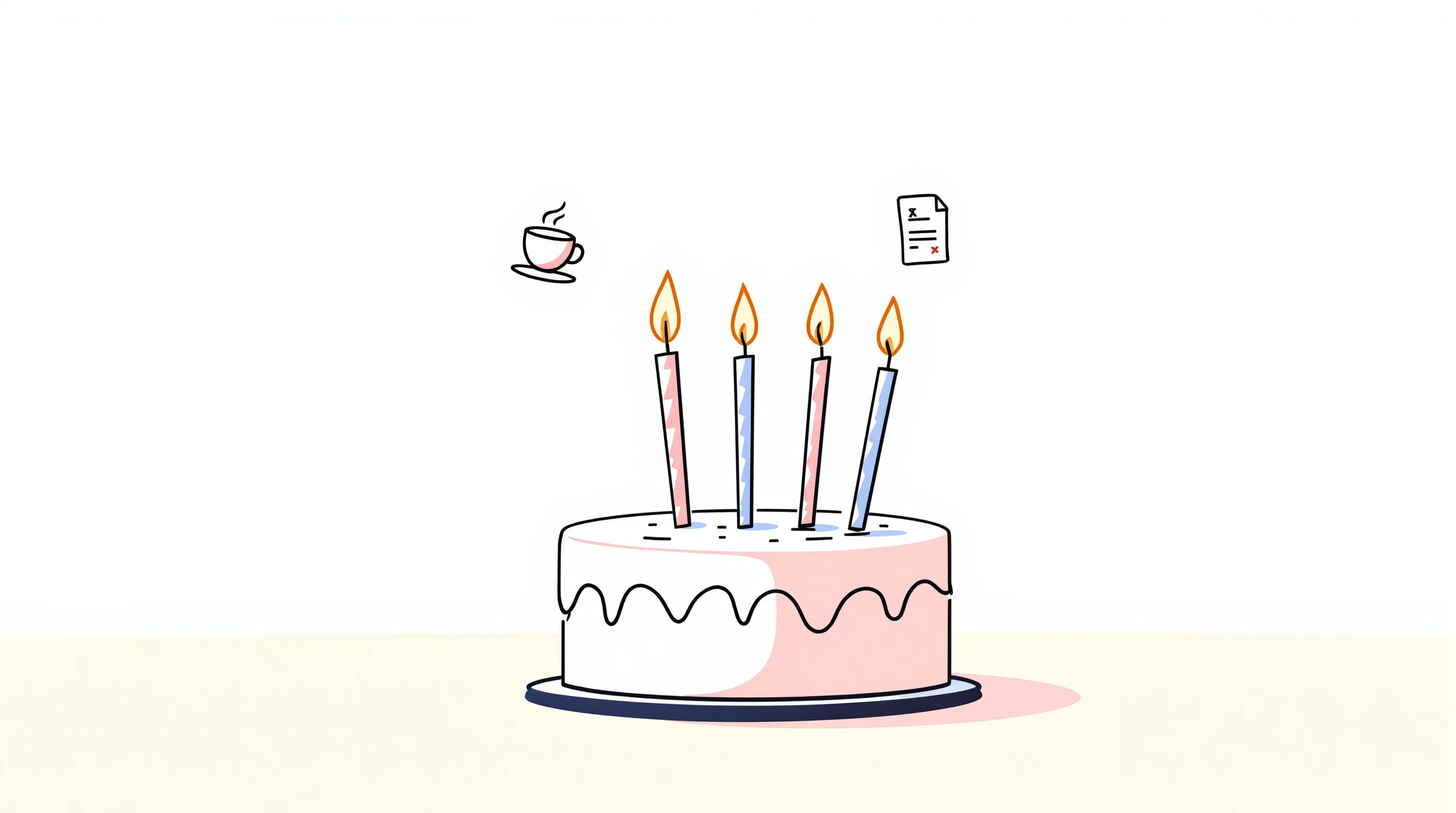 a birthday cake with playful candles and simple adult symbols above it