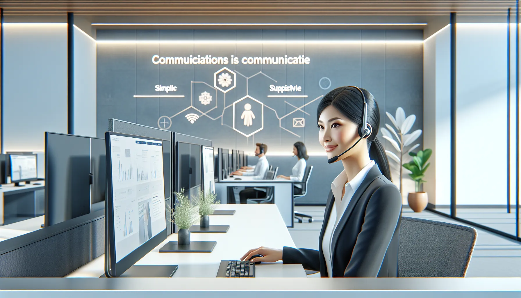 call center operator assisting customers via phone.