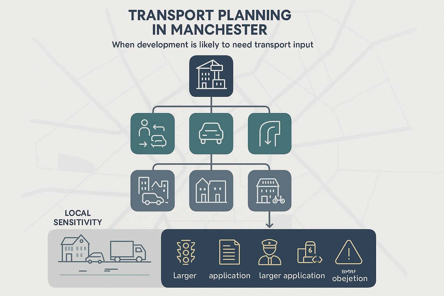 Infographic showing when Manchester developments need transport planning input.