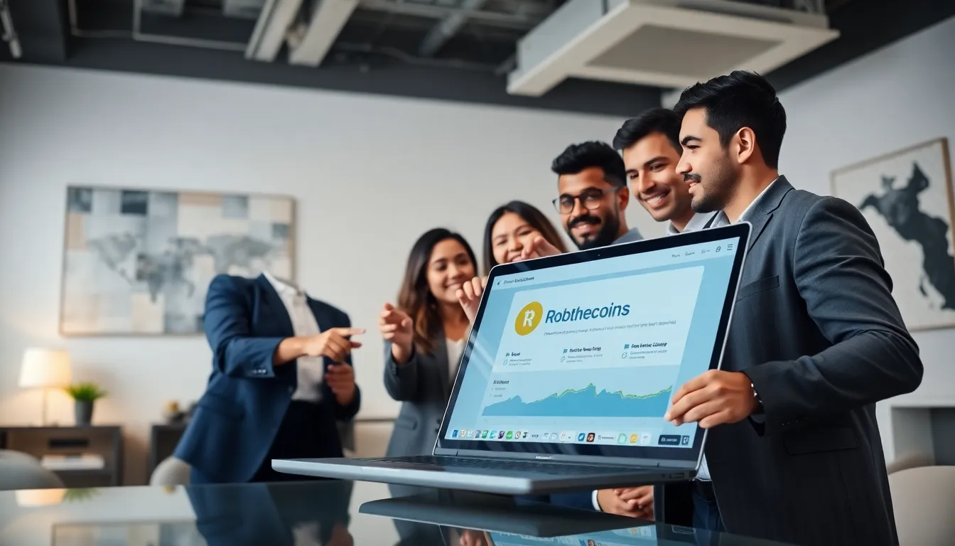 diverse team exploring the Robthecoins cryptocurrency platform.