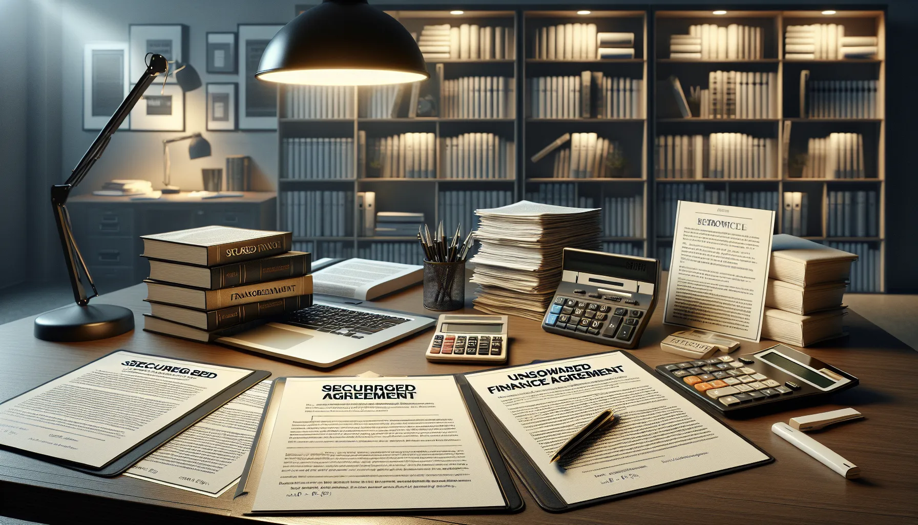 A desk with financial documents comparing secured and unsecured loans.