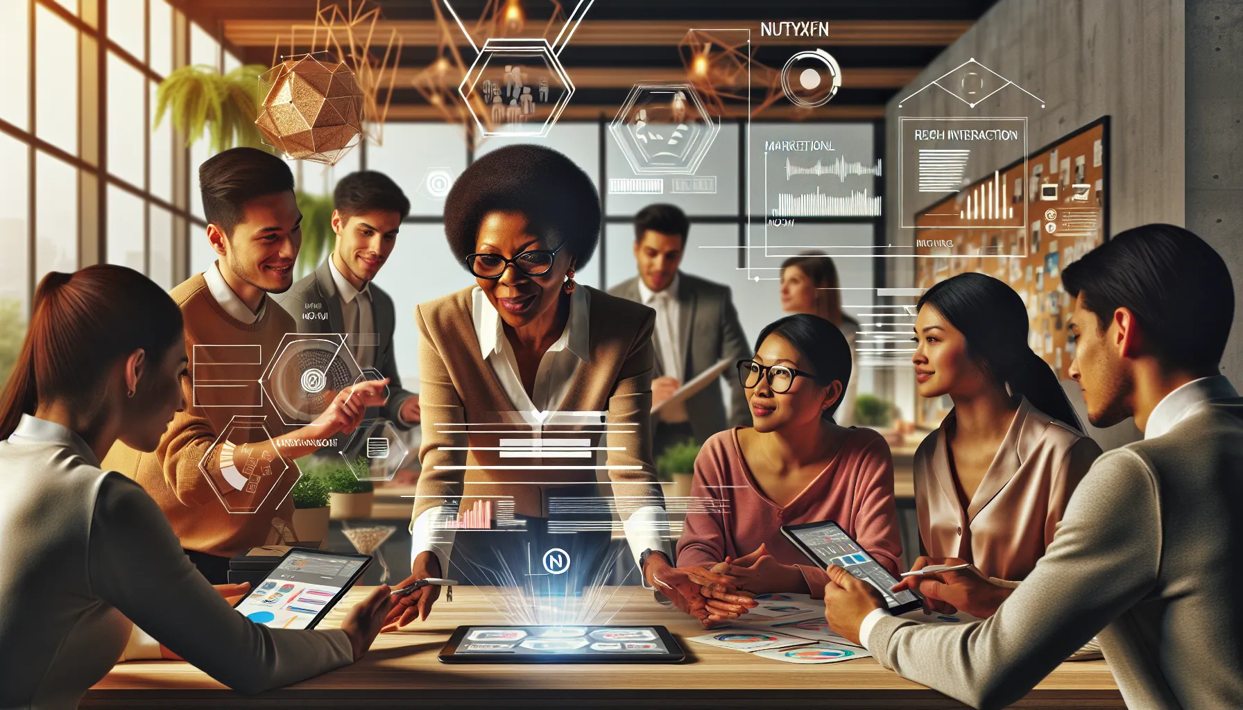 collage of Ntyxfn applications in education, tech, and marketing.