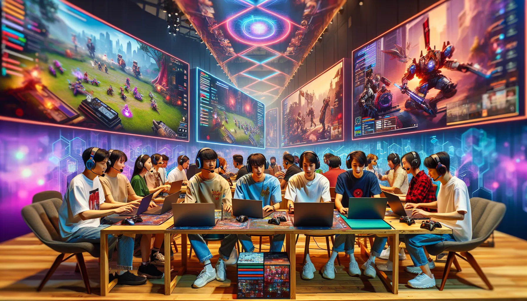 diverse players engaged in an online gaming event.