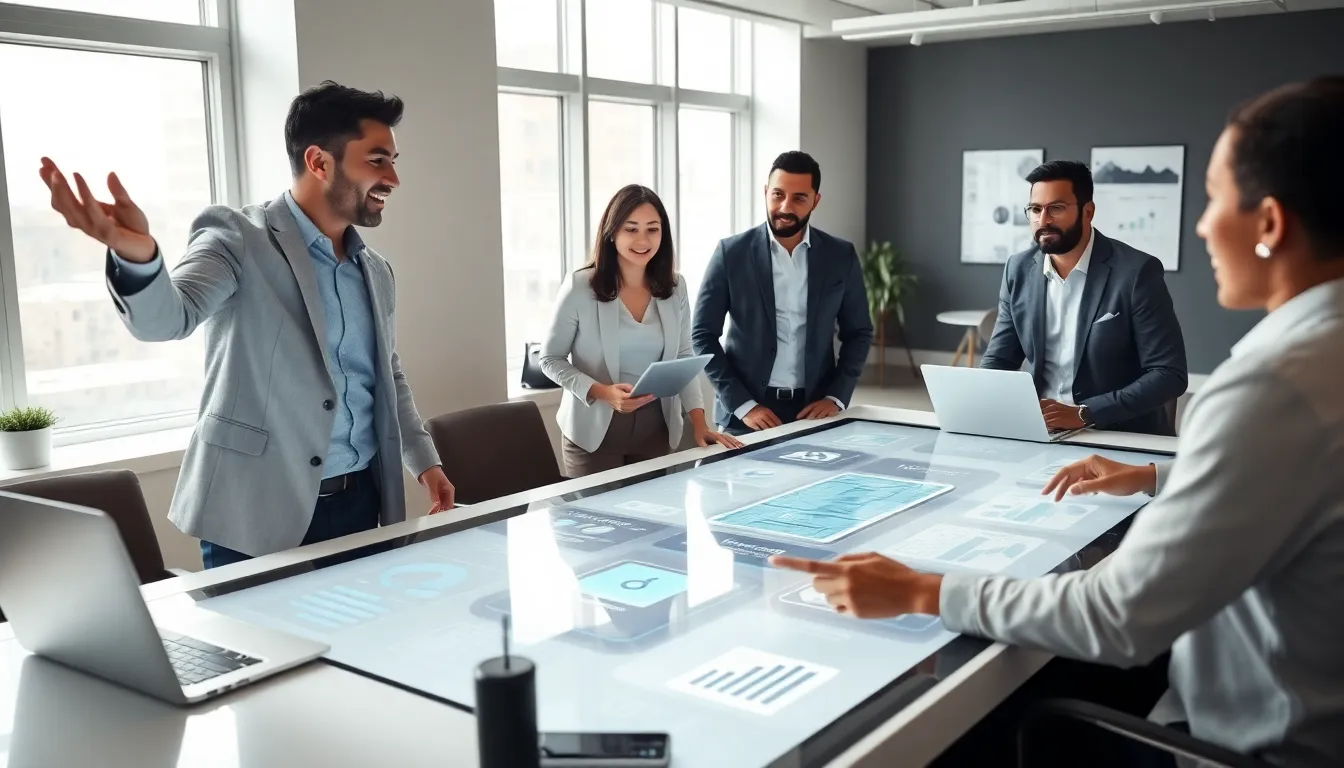 diverse team collaborating on advanced technology solutions in an office.