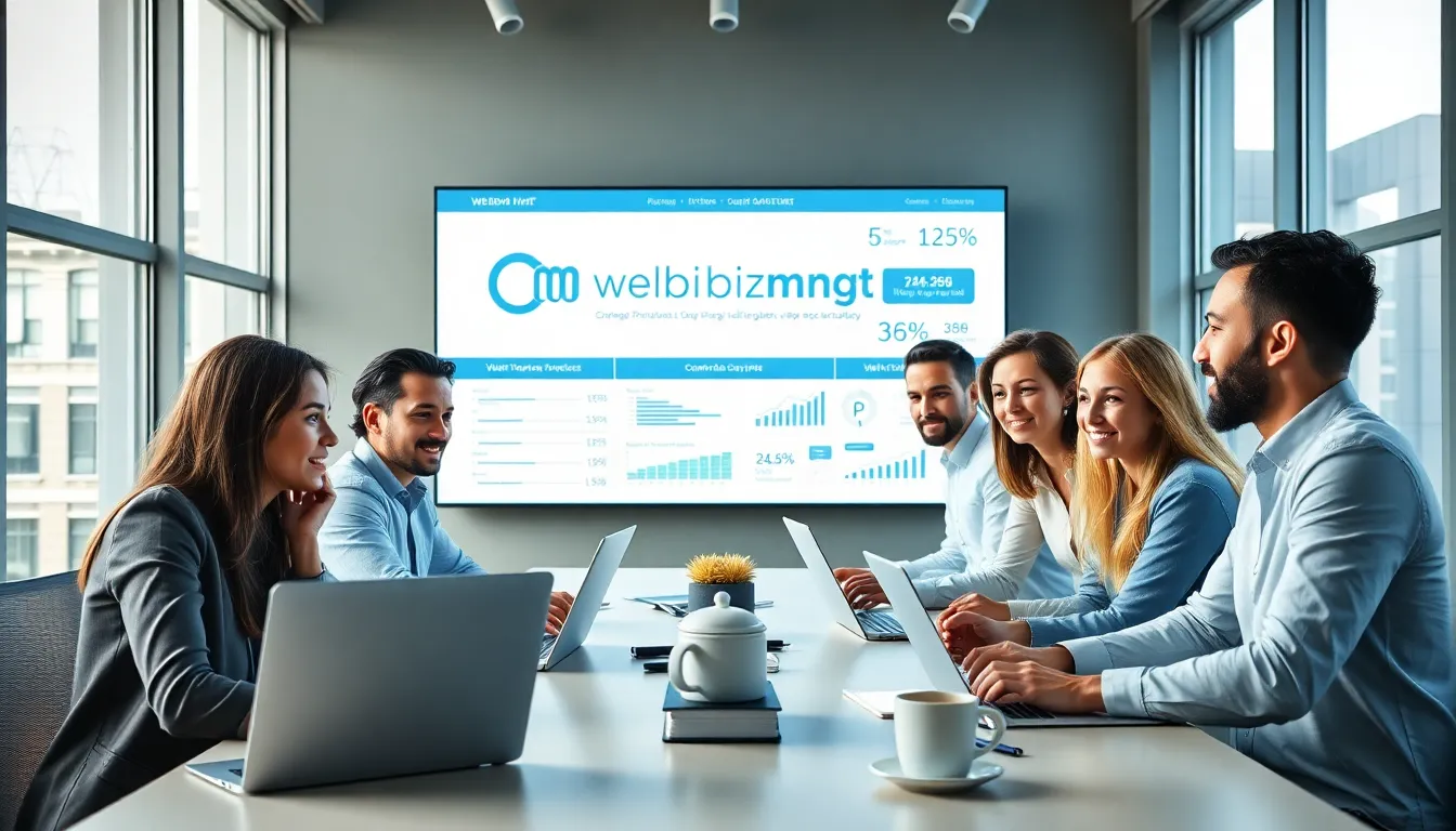 diverse team collaborating in a modern office for WebBizMagnet.