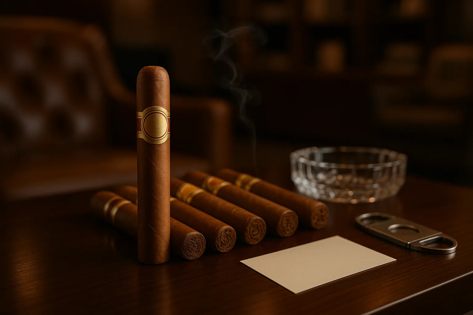 Premium Cuban cigars displayed in a refined lounge setting.