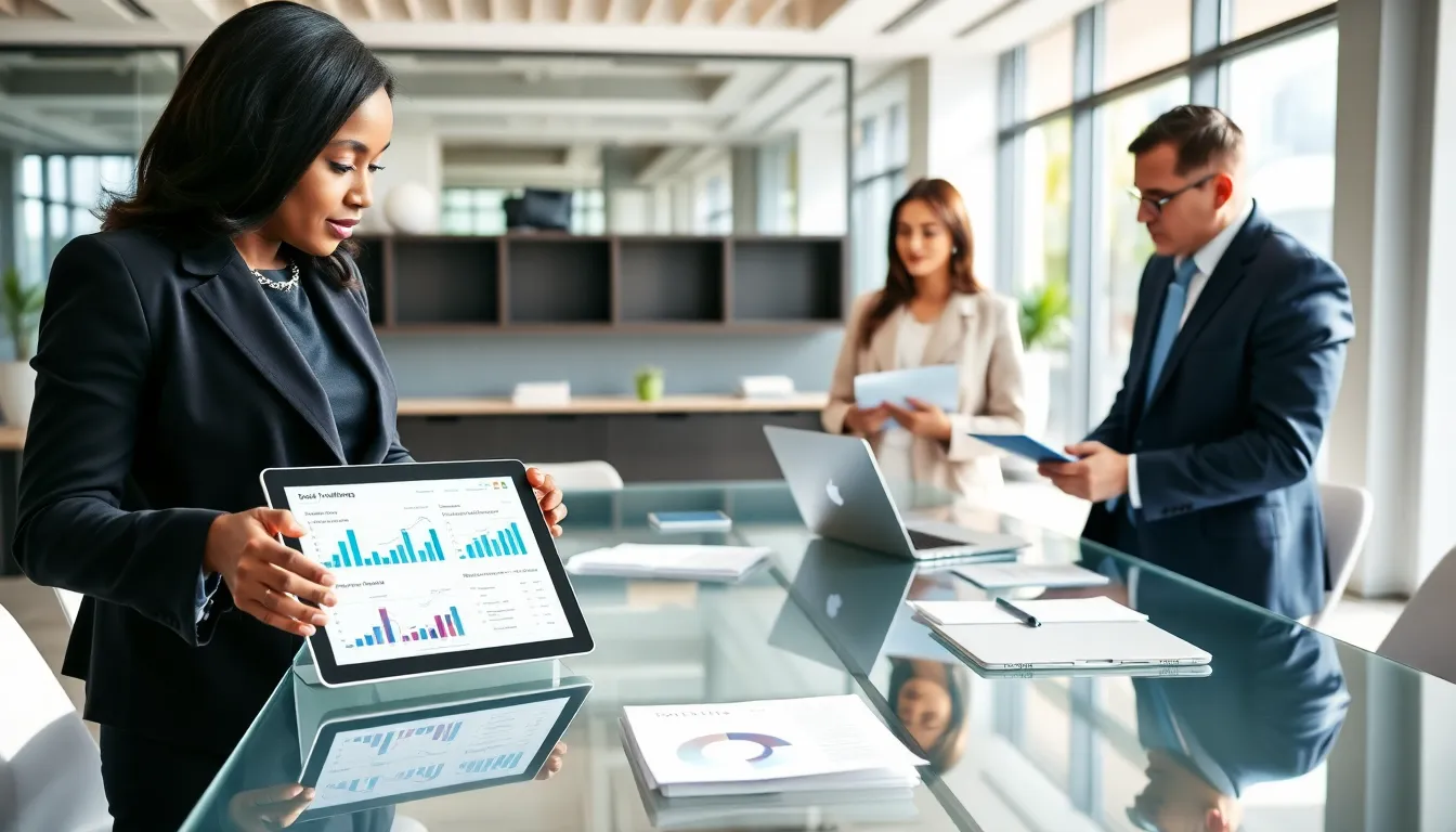 diverse team discussing debt solutions in a contemporary office.