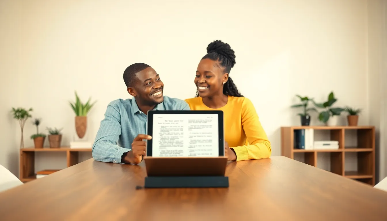 couple discussing relationship advice in a modern office.