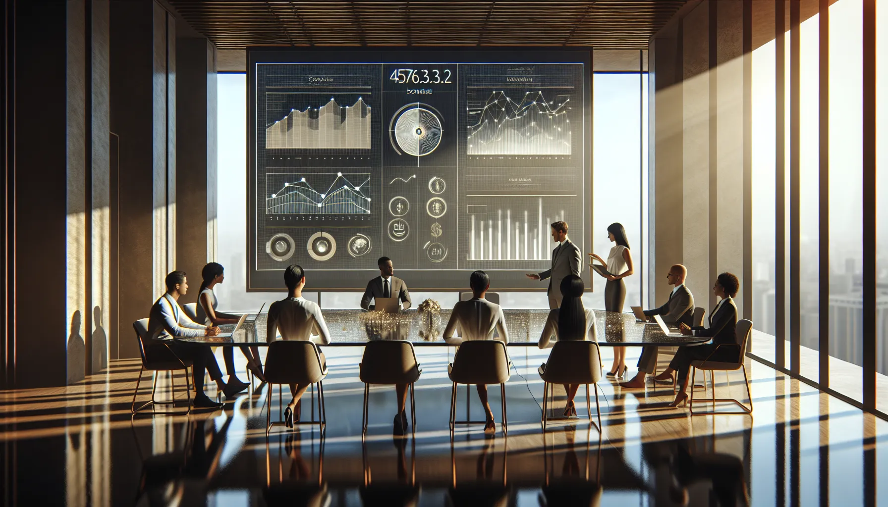 diverse professionals collaborating in a modern office setting.