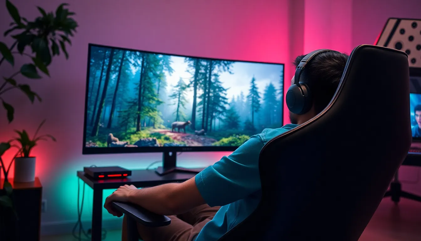 gamer enjoying a realistic forest scene in Darkwarfall.
