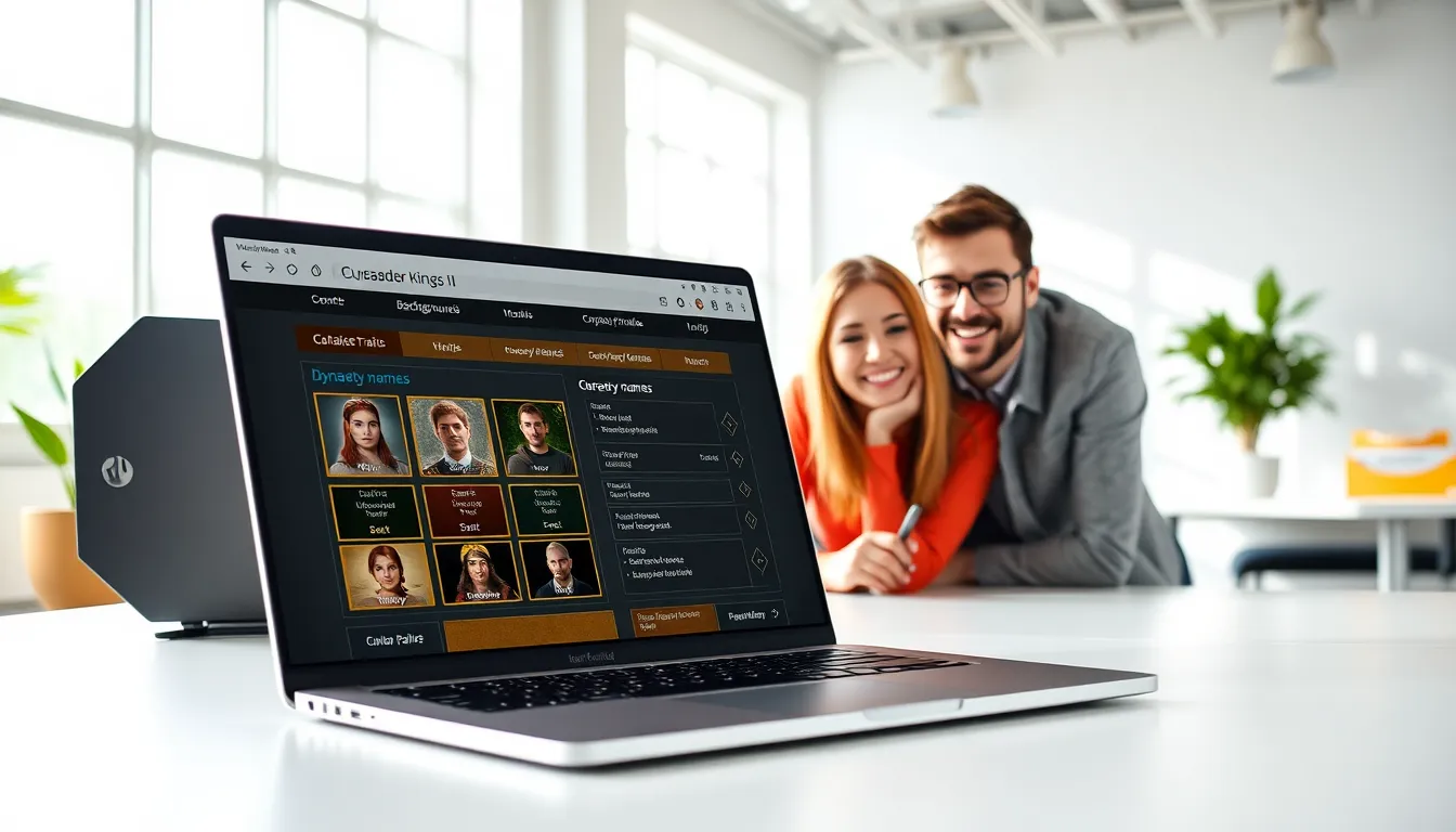 diverse team using a character generator for Crusader Kings II.